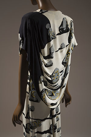 Adrian, evening dress, 1947, USA, printed rayon textile by Wesley Simpson/Salvador Dalí.