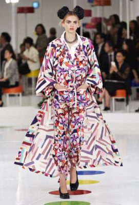 model on runway in Lagerfeld couture