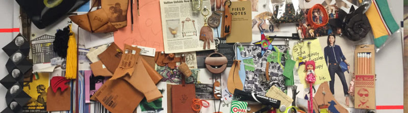 bulletin board filled with inspiration from the Accessories Design department