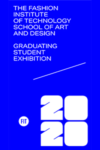poster for 2020 Graduating Student Exhibition, blue background with white type