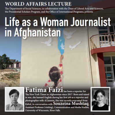 flyer for Life as a Woman Journalist in Afghanistan event