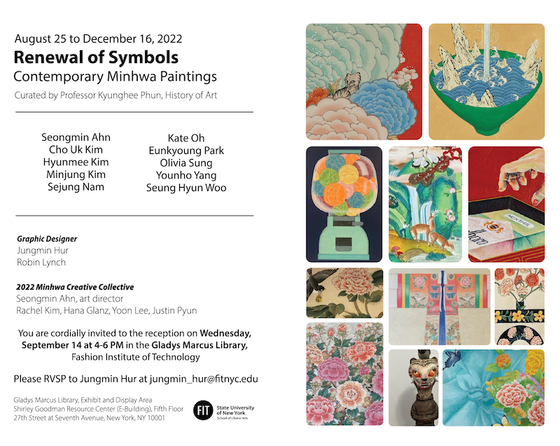 postcard of exhibition invitation featuring examples of artwork