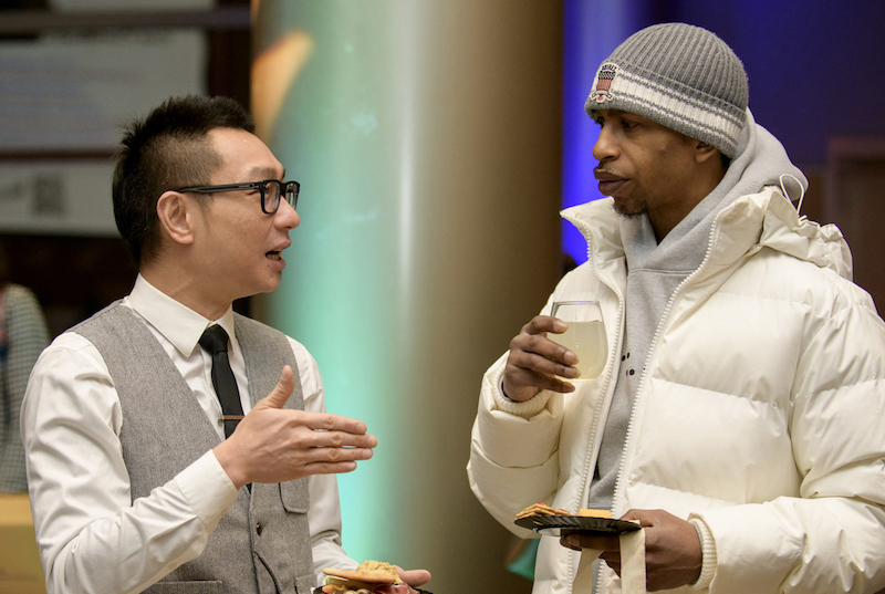 two people mid conversation