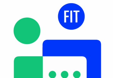 Mental Health Resources logo with circles and squares denoting two people interacting and a talk bubble; one circle is an FIT logo