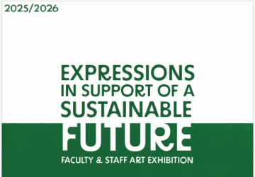 poster for exhibition with type detailing name of the show with abstract design of green, white, and black