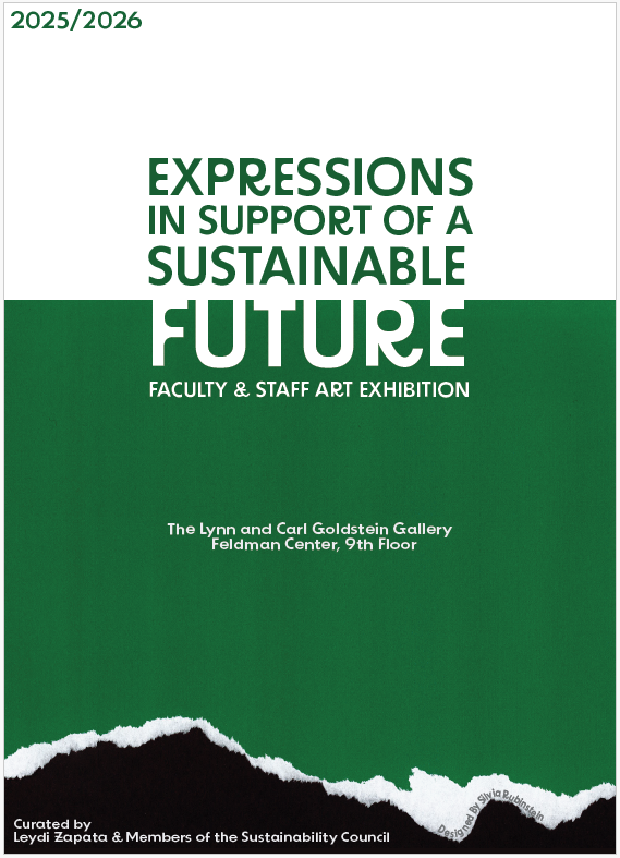 poster for exhibition with type detailing name of the show with abstract design of green, white, and black