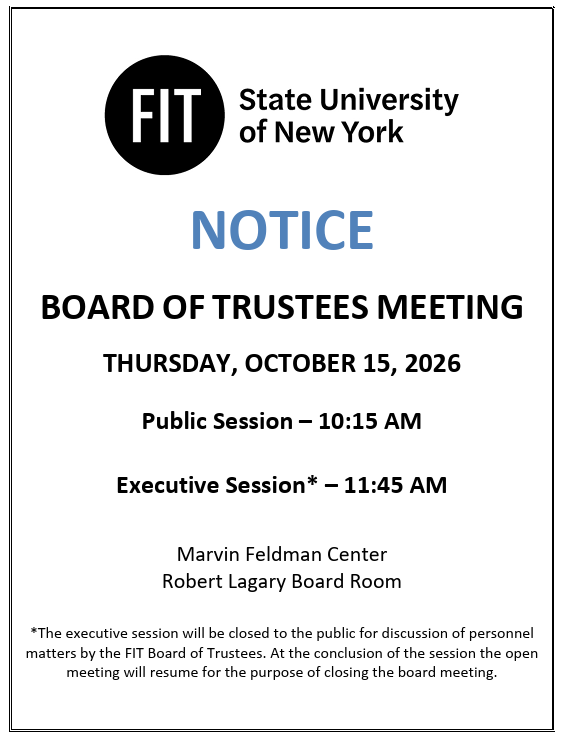 flyer announcing the Board of Trustees meeting